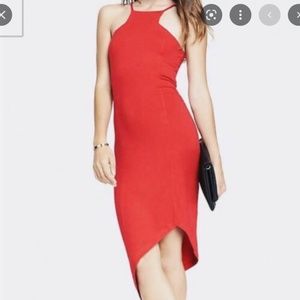 Express Red Asymmetrical Halter Cocktail Dress NWT